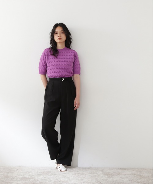 N.（N. Natural Beauty Basic）（エヌエヌナチュラルビューティーベーシック）の「ベルト付カラーストレートパンツ（スラックス・レディース・ブラック/ピンク/ブルー・MEDIUM）」の6枚目の写真