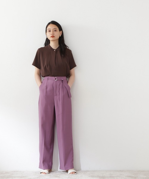 N.（N. Natural Beauty Basic）（エヌエヌナチュラルビューティーベーシック）の「ベルト付カラーストレートパンツ（スラックス・レディース・ブラック/ピンク/ブルー・MEDIUM）」の11枚目の写真