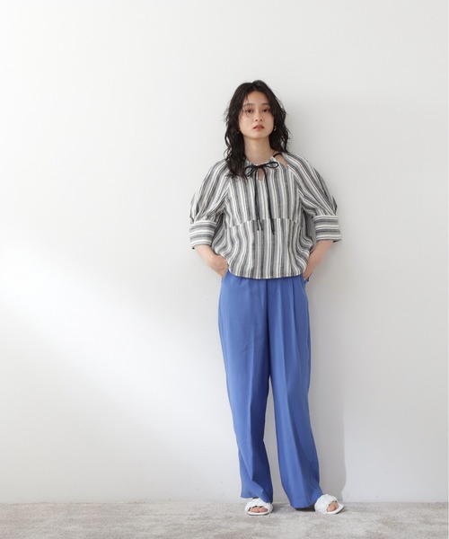 N.（N. Natural Beauty Basic）（エヌエヌナチュラルビューティーベーシック）の「ベルト付カラーストレートパンツ（スラックス・レディース・ブラック/ピンク/ブルー・MEDIUM）」の8枚目の写真