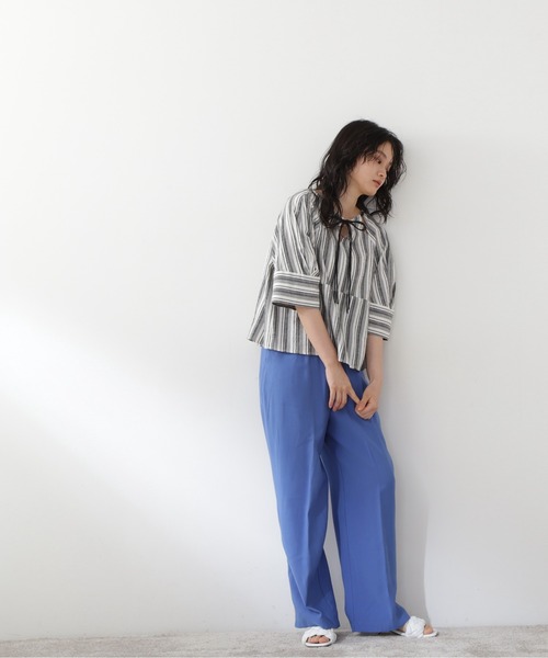 N.（N. Natural Beauty Basic）（エヌエヌナチュラルビューティーベーシック）の「ベルト付カラーストレートパンツ（スラックス・レディース・ブラック/ピンク/ブルー・MEDIUM）」の9枚目の写真