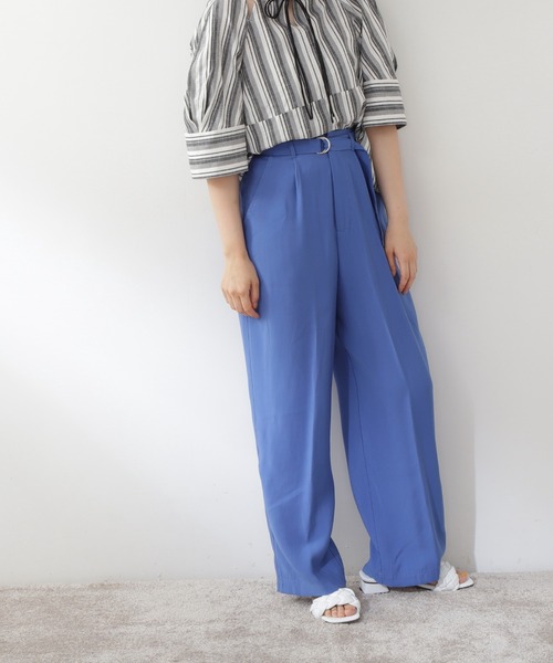 N.（N. Natural Beauty Basic）（エヌエヌナチュラルビューティーベーシック）の「ベルト付カラーストレートパンツ（スラックス・レディース・ブラック/ピンク/ブルー・MEDIUM）」の7枚目の写真