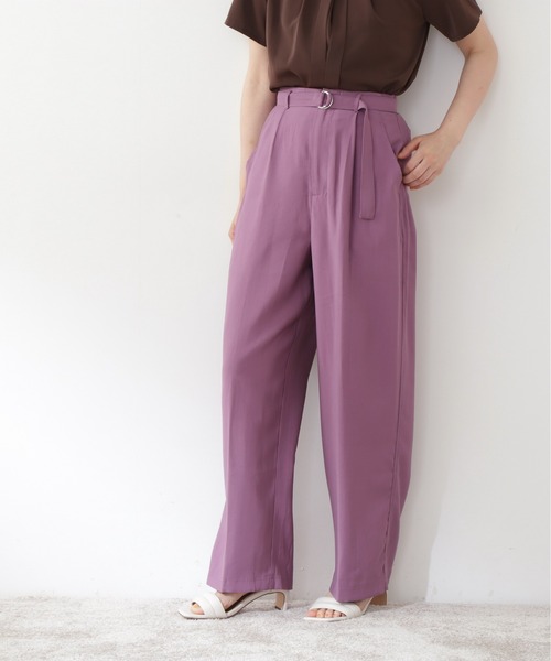 N.（N. Natural Beauty Basic）（エヌエヌナチュラルビューティーベーシック）の「ベルト付カラーストレートパンツ（スラックス・レディース・ブラック/ピンク/ブルー・MEDIUM）」の22枚目の写真