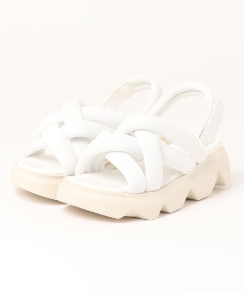 KOBE LETTUCE（コウベレタス）の「ソフトパデットクロススポーツサンダル（サンダル・レディース・ホワイト/グリーン/ブラック×ホワイト/ブラック×ブラック・LL/S/M/L）」の14枚目の写真