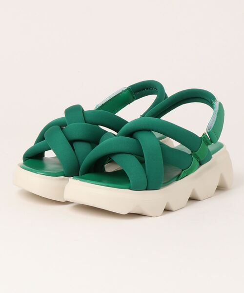 KOBE LETTUCE（コウベレタス）の「ソフトパデットクロススポーツサンダル（サンダル・レディース・ホワイト/グリーン/ブラック×ホワイト/ブラック×ブラック・LL/S/M/L）」の9枚目の写真