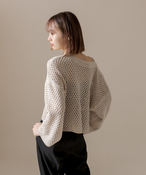 mline（エムライン）の「[mline] メッシュニットプルオーバー（Tシャツ/カットソー・レディース・ベージュ/ブラック/オフホワイト・FREE）」の11枚目の写真