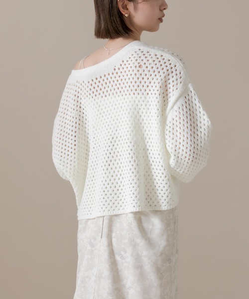 mline（エムライン）の「[mline] メッシュニットプルオーバー（Tシャツ/カットソー・レディース・ベージュ/ブラック/オフホワイト・FREE）」の14枚目の写真