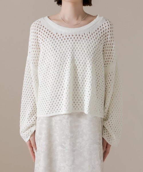 mline（エムライン）の「[mline] メッシュニットプルオーバー（Tシャツ/カットソー・レディース・ベージュ/ブラック/オフホワイト・FREE）」の20枚目の写真