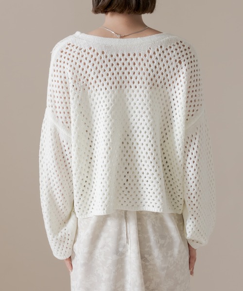 mline（エムライン）の「[mline] メッシュニットプルオーバー（Tシャツ/カットソー・レディース・ベージュ/ブラック/オフホワイト・FREE）」の22枚目の写真