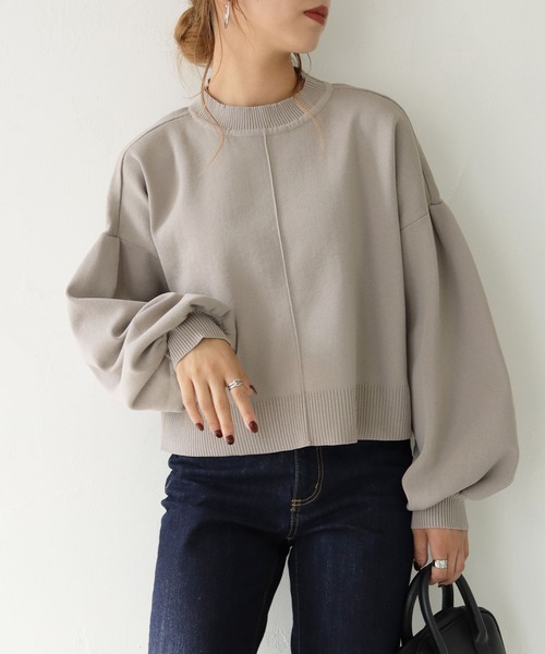 HER CLOSET(ハークローゼット)の「【shemoshelly】【WEB限定】スウェットライクニットショートプルオーバー(ニット/セーター・レディース・チャコールグレー/ライトグレー/ライトブルー/ブラック/ダークブラウン/グリーン/グレイッシュベージュ/テラコッタ・M)」の6枚目の写真