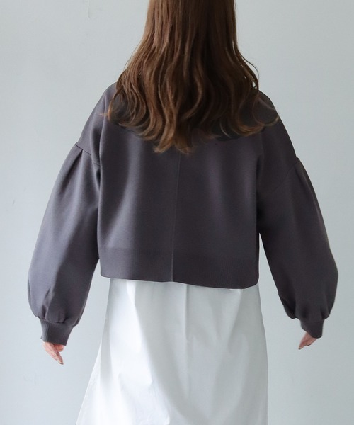 HER CLOSET(ハークローゼット)の「【shemoshelly】【WEB限定】スウェットライクニットショートプルオーバー(ニット/セーター・レディース・チャコールグレー/ライトグレー/ライトブルー/ブラック/ダークブラウン/グリーン/グレイッシュベージュ/テラコッタ・M)」の14枚目の写真