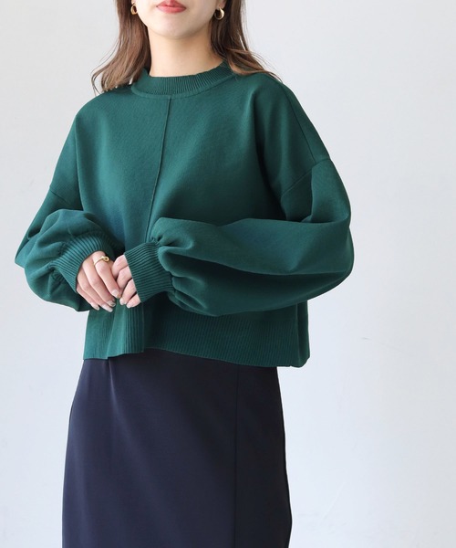 HER CLOSET(ハークローゼット)の「【shemoshelly】【WEB限定】スウェットライクニットショートプルオーバー(ニット/セーター・レディース・チャコールグレー/ライトグレー/ライトブルー/ブラック/ダークブラウン/グリーン/グレイッシュベージュ/テラコッタ・M)」の22枚目の写真