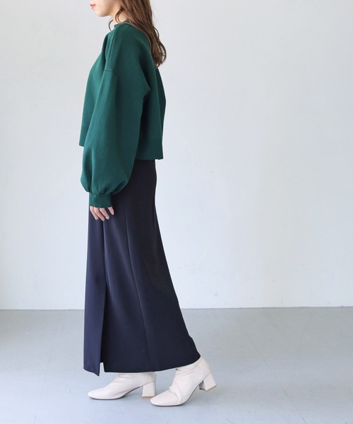 HER CLOSET(ハークローゼット)の「【shemoshelly】【WEB限定】スウェットライクニットショートプルオーバー(ニット/セーター・レディース・チャコールグレー/ライトグレー/ライトブルー/ブラック/ダークブラウン/グリーン/グレイッシュベージュ/テラコッタ・M)」の17枚目の写真