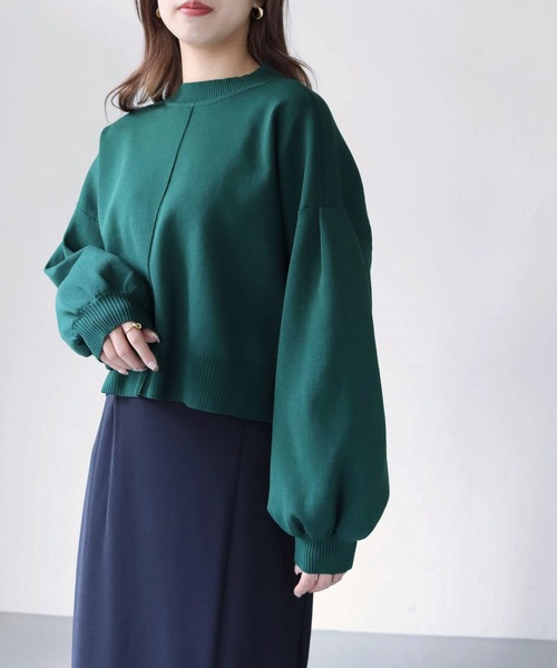 HER CLOSET(ハークローゼット)の「【shemoshelly】【WEB限定】スウェットライクニットショートプルオーバー(ニット/セーター・レディース・チャコールグレー/ライトグレー/ライトブルー/ブラック/ダークブラウン/グリーン/グレイッシュベージュ/テラコッタ・M)」の21枚目の写真