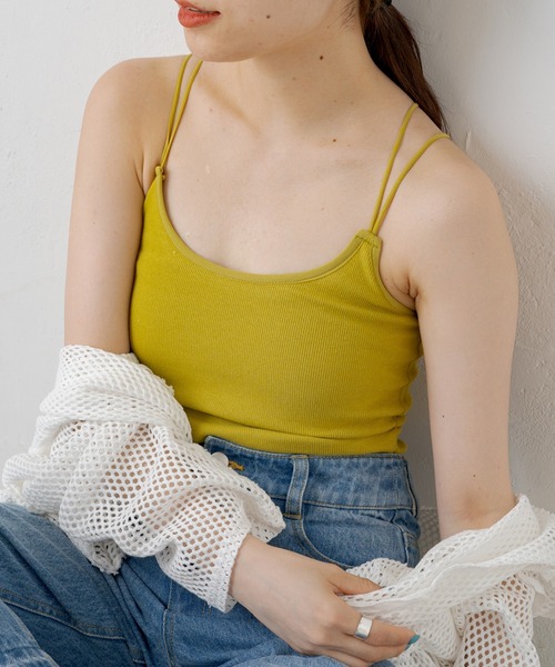 Kastane（カスタネ）の「カップ付きパイピングブラキャミ（キャミソール・レディース・ブラック/アイボリー/グリーン系その他・FREE）」の3枚目の写真