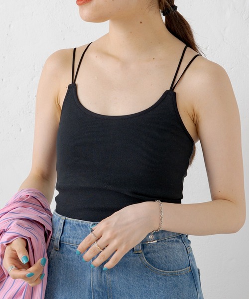 Kastane（カスタネ）の「カップ付きパイピングブラキャミ（キャミソール・レディース・ブラック/アイボリー/グリーン系その他・FREE）」の8枚目の写真