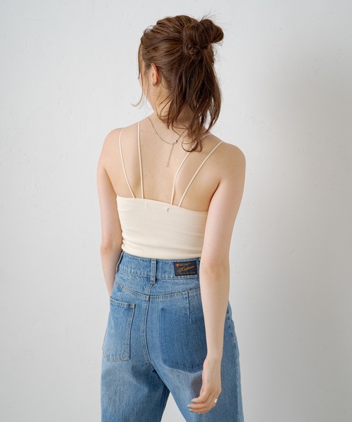 Kastane（カスタネ）の「カップ付きパイピングブラキャミ（キャミソール・レディース・ブラック/アイボリー/グリーン系その他・FREE）」の7枚目の写真