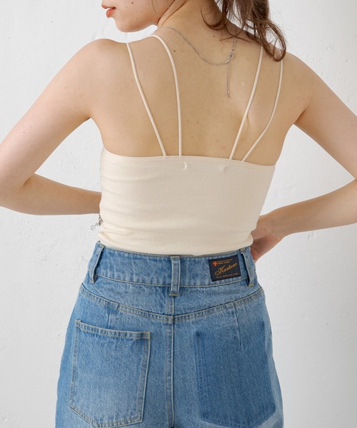 Kastane（カスタネ）の「カップ付きパイピングブラキャミ（キャミソール・レディース・ブラック/アイボリー/グリーン系その他・FREE）」の6枚目の写真