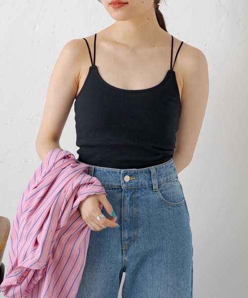 Kastane（カスタネ）の「カップ付きパイピングブラキャミ（キャミソール・レディース・ブラック/アイボリー/グリーン系その他・FREE）」の9枚目の写真