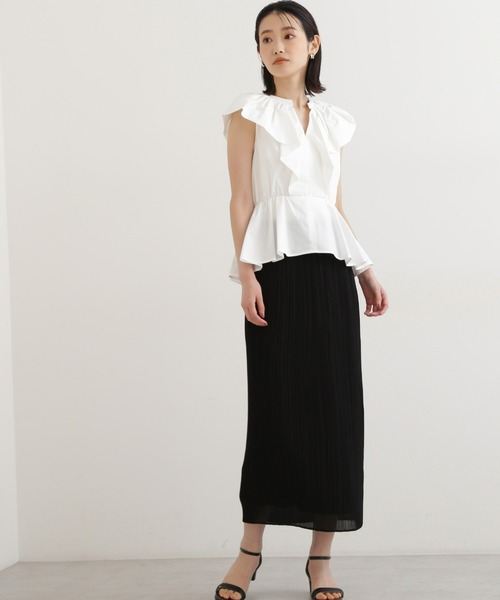 NATURAL BEAUTY BASIC（ナチュラルビューティーベーシック）の「ケープフリルブラウス（シャツ/ブラウス・レディース・オレンジ/ブラック/オフホワイト・MEDIUM/SMALL）」の10枚目の写真