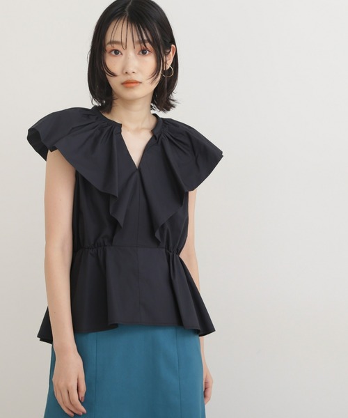 NATURAL BEAUTY BASIC（ナチュラルビューティーベーシック）の「ケープフリルブラウス（シャツ/ブラウス・レディース・オレンジ/ブラック/オフホワイト・MEDIUM/SMALL）」の17枚目の写真