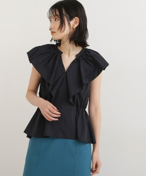 NATURAL BEAUTY BASIC（ナチュラルビューティーベーシック）の「ケープフリルブラウス（シャツ/ブラウス・レディース・オレンジ/ブラック/オフホワイト・MEDIUM/SMALL）」の14枚目の写真