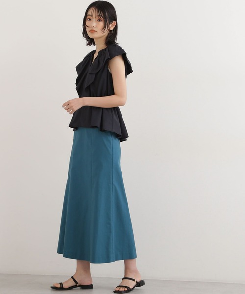NATURAL BEAUTY BASIC（ナチュラルビューティーベーシック）の「ケープフリルブラウス（シャツ/ブラウス・レディース・オレンジ/ブラック/オフホワイト・MEDIUM/SMALL）」の11枚目の写真