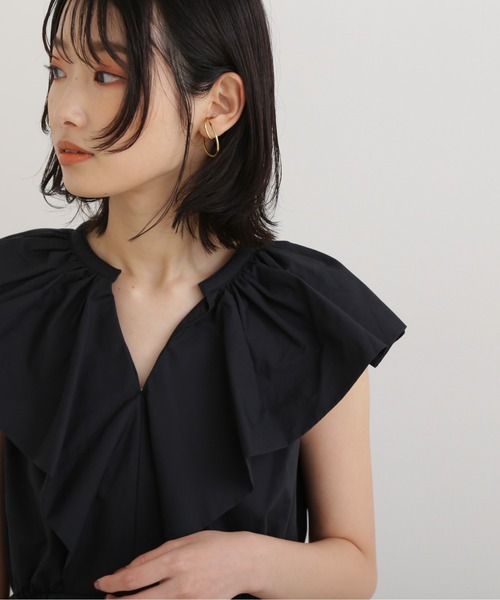 NATURAL BEAUTY BASIC（ナチュラルビューティーベーシック）の「ケープフリルブラウス（シャツ/ブラウス・レディース・オレンジ/ブラック/オフホワイト・MEDIUM/SMALL）」の5枚目の写真