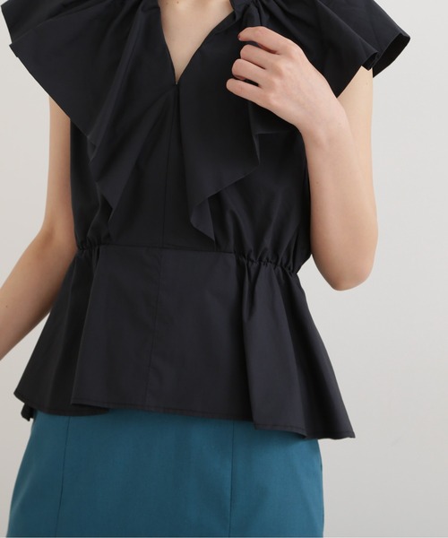 NATURAL BEAUTY BASIC（ナチュラルビューティーベーシック）の「ケープフリルブラウス（シャツ/ブラウス・レディース・オレンジ/ブラック/オフホワイト・MEDIUM/SMALL）」の18枚目の写真