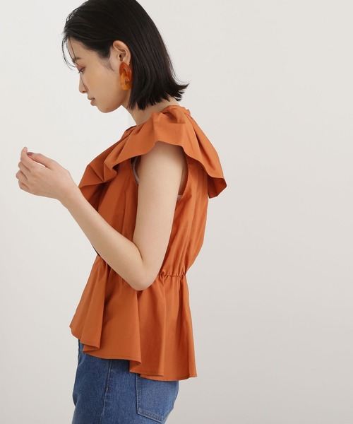 NATURAL BEAUTY BASIC（ナチュラルビューティーベーシック）の「ケープフリルブラウス（シャツ/ブラウス・レディース・オレンジ/ブラック/オフホワイト・MEDIUM/SMALL）」の22枚目の写真