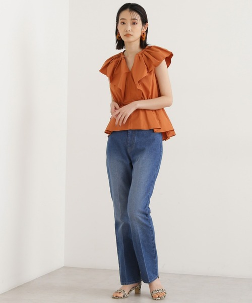 NATURAL BEAUTY BASIC（ナチュラルビューティーベーシック）の「ケープフリルブラウス（シャツ/ブラウス・レディース・オレンジ/ブラック/オフホワイト・MEDIUM/SMALL）」の16枚目の写真