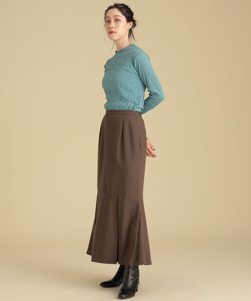 Ray BEAMS（レイビームス）の「Ray BEAMS / BOX タック マーメイド スカート（スカート・レディース・ライトブルー/ダークブラウン・1/0）」の3枚目の写真