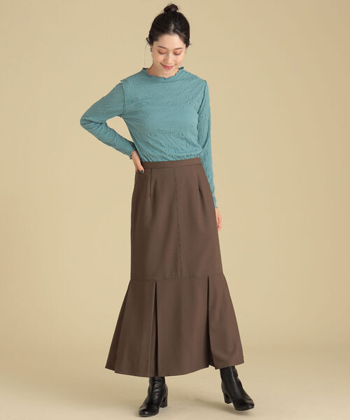 Ray BEAMS（レイビームス）の「Ray BEAMS / BOX タック マーメイド スカート（スカート・レディース・ライトブルー/ダークブラウン・1/0）」の4枚目の写真