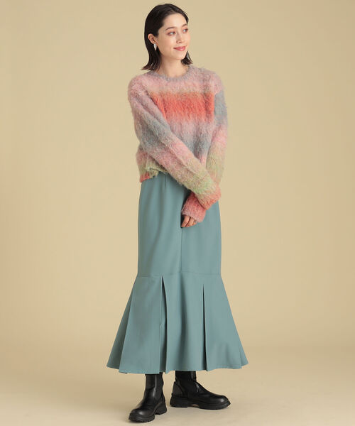 Ray BEAMS（レイビームス）の「Ray BEAMS / BOX タック マーメイド スカート（スカート・レディース・ライトブルー/ダークブラウン・1/0）」の9枚目の写真