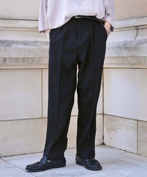 リッチツイルセンタープレスセミワイドストレートパンツ/スラックス