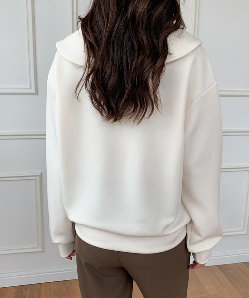 ECLIN(エクラン)の「ビック襟Vネックプルオーバー(Tシャツ/カットソー・レディース・ブラック/ベージュ/カーキ・FREE)」の22枚目の写真