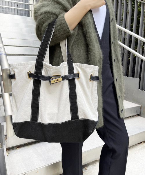 sita parantica（シータパランティカ）の「【SITA PARANTICA /シータパランティカ】トートCVL M（トートバッグ・レディース・ブラック/カーキ・FREE）」の5枚目の写真