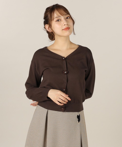 LAISSE PASSE（レッセパッセ）の「フラワーモチーフカーディガン（カーディガン/ボレロ・レディース・モーブ系/キナリ/ベージュ/チョコ・MEDIUM）」の3枚目の写真
