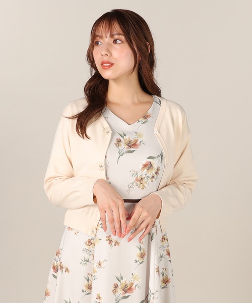 LAISSE PASSE（レッセパッセ）の「フラワーモチーフカーディガン（カーディガン/ボレロ・レディース・モーブ系/キナリ/ベージュ/チョコ・MEDIUM）」の2枚目の写真