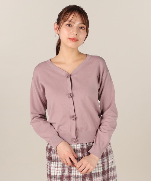 LAISSE PASSE（レッセパッセ）の「フラワーモチーフカーディガン（カーディガン/ボレロ・レディース・モーブ系/キナリ/ベージュ/チョコ・MEDIUM）」の18枚目の写真