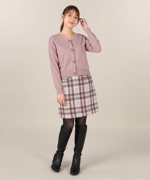 LAISSE PASSE（レッセパッセ）の「フラワーモチーフカーディガン（カーディガン/ボレロ・レディース・モーブ系/キナリ/ベージュ/チョコ・MEDIUM）」の10枚目の写真