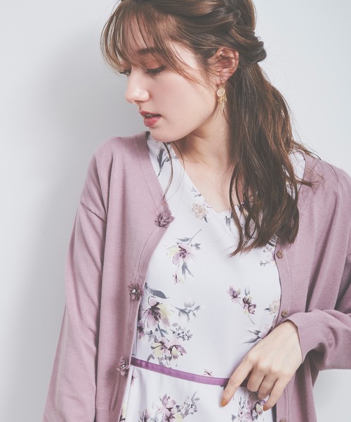 LAISSE PASSE（レッセパッセ）の「フラワーモチーフカーディガン（カーディガン/ボレロ・レディース・モーブ系/キナリ/ベージュ/チョコ・MEDIUM）」の11枚目の写真