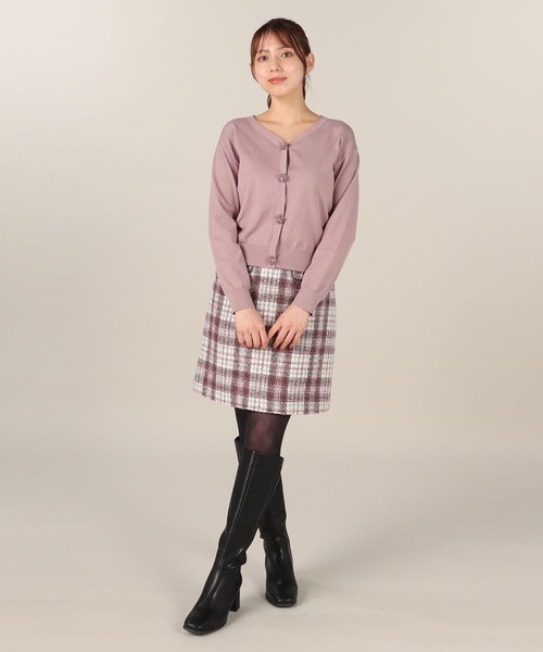LAISSE PASSE（レッセパッセ）の「フラワーモチーフカーディガン（カーディガン/ボレロ・レディース・モーブ系/キナリ/ベージュ/チョコ・MEDIUM）」の7枚目の写真