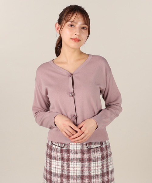 LAISSE PASSE（レッセパッセ）の「フラワーモチーフカーディガン（カーディガン/ボレロ・レディース・モーブ系/キナリ/ベージュ/チョコ・MEDIUM）」の13枚目の写真
