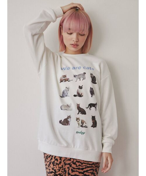 merry jenny(メリージェニー)の「We are CAT スウェット(スウェット・レディース・ライトグレー/オフホワイト/ネイビー・FREE)」の5枚目の写真