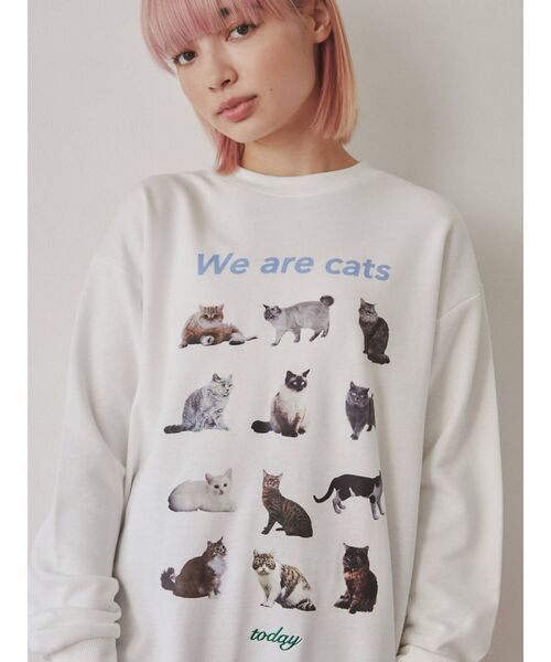 merry jenny(メリージェニー)の「We are CAT スウェット(スウェット・レディース・ライトグレー/オフホワイト/ネイビー・FREE)」の7枚目の写真