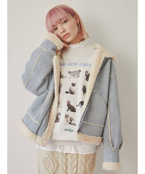 merry jenny(メリージェニー)の「We are CAT スウェット(スウェット・レディース・ライトグレー/オフホワイト/ネイビー・FREE)」の18枚目の写真