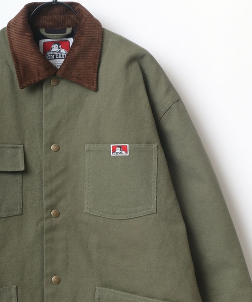 BEN DAVIS（ベンデイビス）の「BEN DAVIS/ベンデイビス COVERALL WITH LINING JCKET/オーバーサイズ 裏キルティング 中綿 カバーオール ワークジャケット（カバーオール・メンズ・ブラック/カーキ/キャメル・M/L/XL）」の3枚目の写真