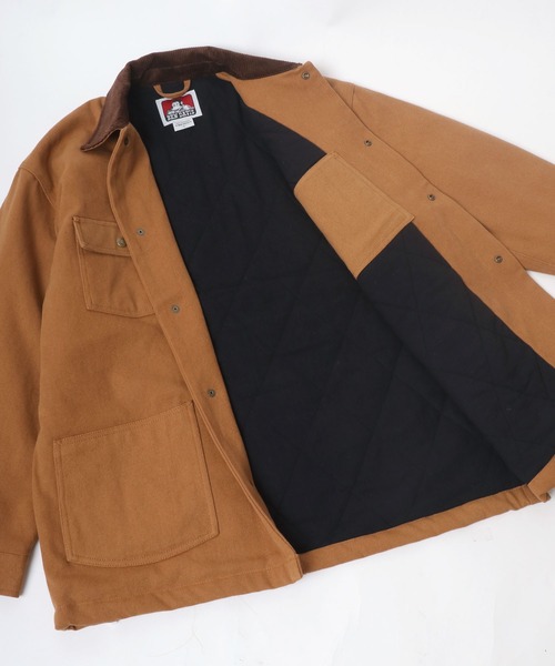 BEN DAVIS（ベンデイビス）の「BEN DAVIS/ベンデイビス COVERALL WITH LINING JCKET/オーバーサイズ 裏キルティング 中綿 カバーオール ワークジャケット（カバーオール・メンズ・ブラック/カーキ/キャメル・M/L/XL）」の6枚目の写真