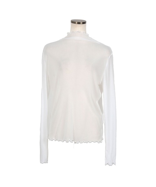 KOBE LETTUCE（コウベレタス）の「ハイネックレースシアートップス（シャツ/ブラウス・レディース・ブラック/オフホワイト/グリーン/ホワイト系その他/ブラック系その他/グレイッシュベージュ/ホワイト系その他2/ブラック系その他2/レモンイエロー/ブラック系その他3/ホワイト系その他3/ピンク/ホワイト系その他4/ブラック系その他4/ベージュ系その他/ミント/ブラック系その他5/ブラック系1/ホワイト系4/ベージュ系その他2/ブラック系/ホワイト系/ホワイト系1/ブラック系5/ブラック系4/ブラック系その他6/ホワイト系その他5/ブラック系その他7/レオパード/チェック・M/L/L1/M1）」の4枚目の写真