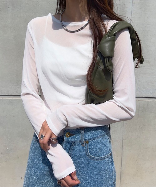 KOBE LETTUCE（コウベレタス）の「ハイネックレースシアートップス（シャツ/ブラウス・レディース・ブラック/オフホワイト/グリーン/ホワイト系その他/ブラック系その他/グレイッシュベージュ/ホワイト系その他2/ブラック系その他2/レモンイエロー/ブラック系その他3/ホワイト系その他3/ピンク/ホワイト系その他4/ブラック系その他4/ベージュ系その他/ミント/ブラック系その他5/ブラック系1/ホワイト系4/ベージュ系その他2/ブラック系/ホワイト系/ホワイト系1/ブラック系5/ブラック系4/ブラック系その他6/ホワイト系その他5/ブラック系その他7/レオパード/チェック・M/L/L1/M1）」の6枚目の写真